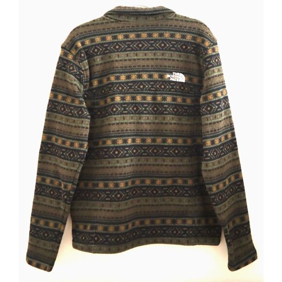 The North Face Mens Sz M Taupe Green Faire Isle Print Tsillan 1/4 Zip Sweatshirt - Picture 2 of 10